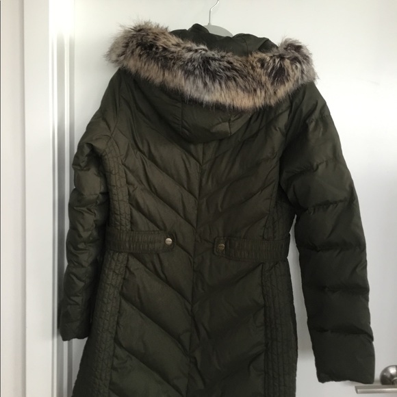Larry Levine Green Faux Fur Hooded coat$130 Size L - Picture 3 of 6